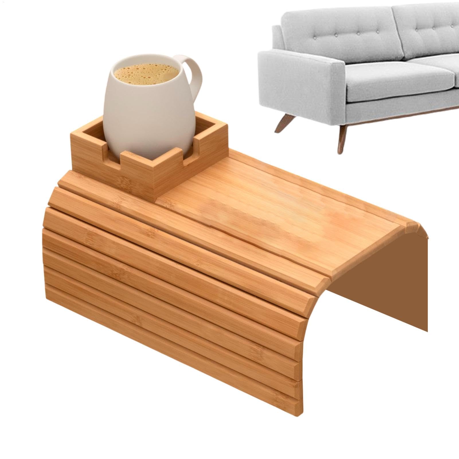 Couch Cup Holder, Wooden Clip On Side Table, Anti-Slip Drink Coaster, Space-Saving Sofa Armrest Tray (1 Pack), for Drinks, Snacks, and Home Organization von shjxi