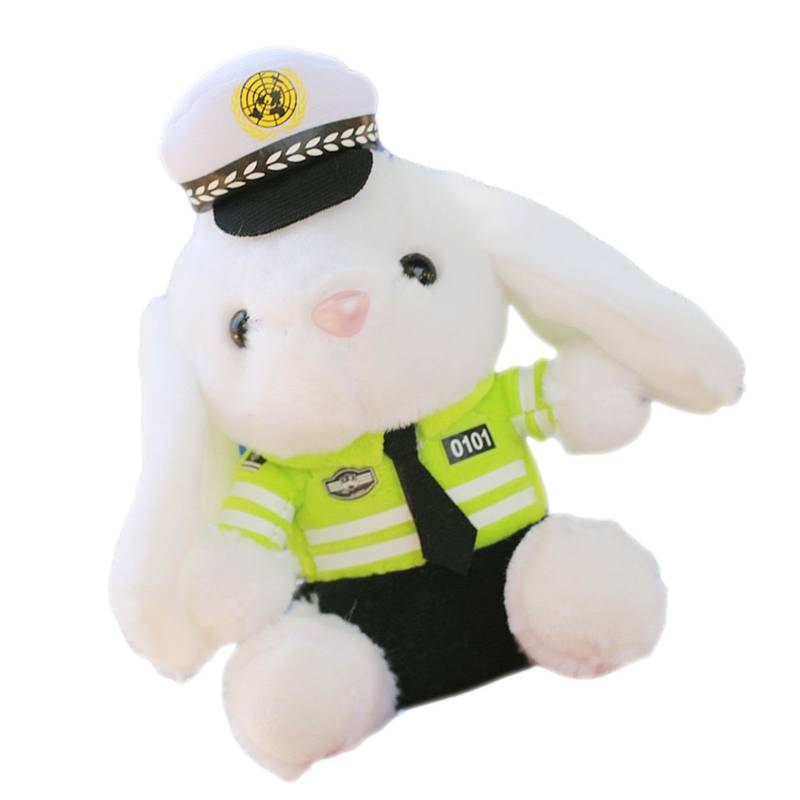 shpuuyy Ausgestopfter Polizist-Hase,Polizist-Hase-Stofftier,Cartoon-Rüssel-Kaninchen-Ornament - Niedliche Motorrad-Polizisten-Puppen, Auto-Außen-Plüsch- für Auto-Motorräder-Dekoration von shpuuyy