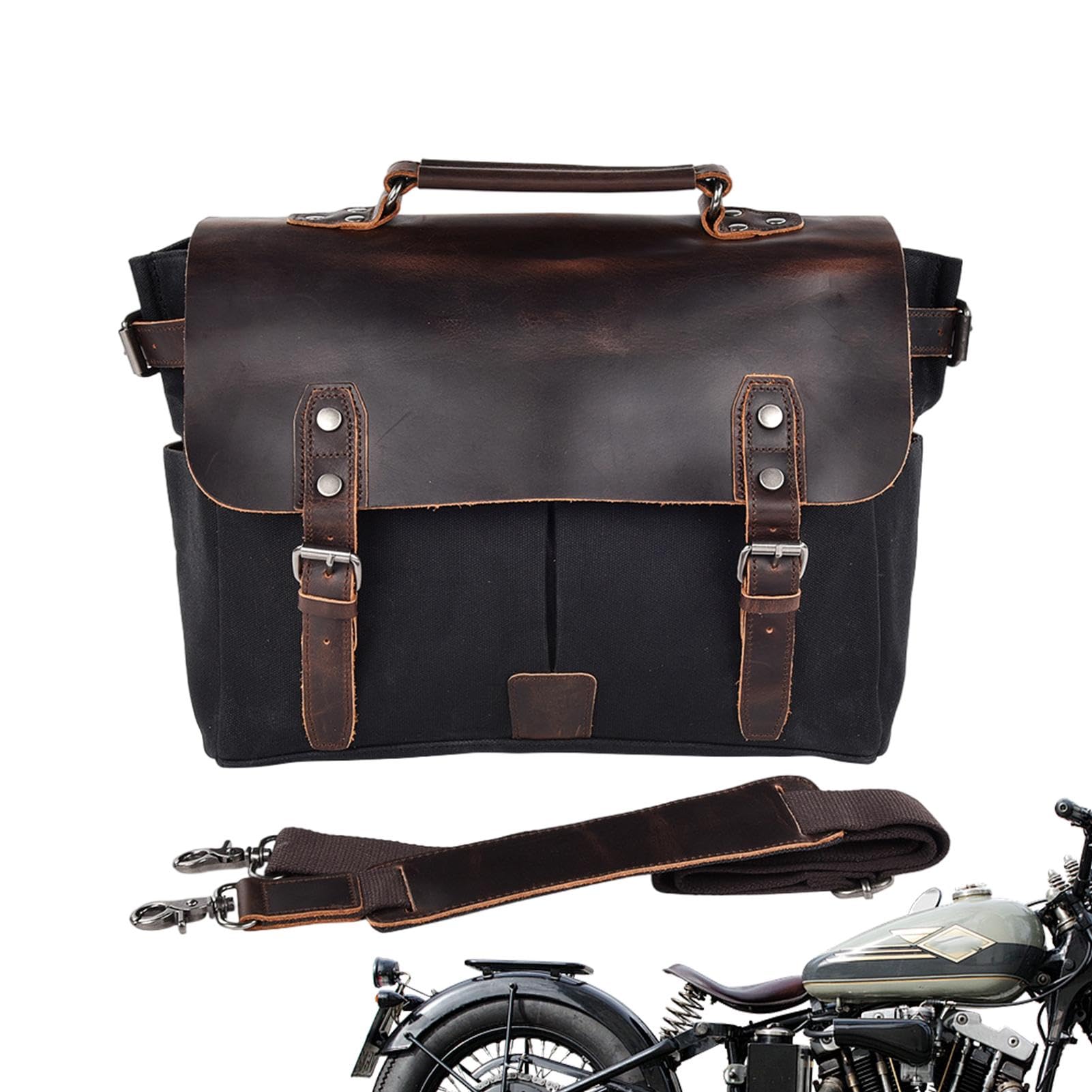 shpuuyy Motorrad-Seitensatteltaschen,Ölgewachste Canvas-Motorrad-Satteltaschen | wasserdichte hängende Satteltaschen aus - Motor-Seitensatteltaschen, Schnellverschluss-Gepäcktasche für Motorräder, von shpuuyy