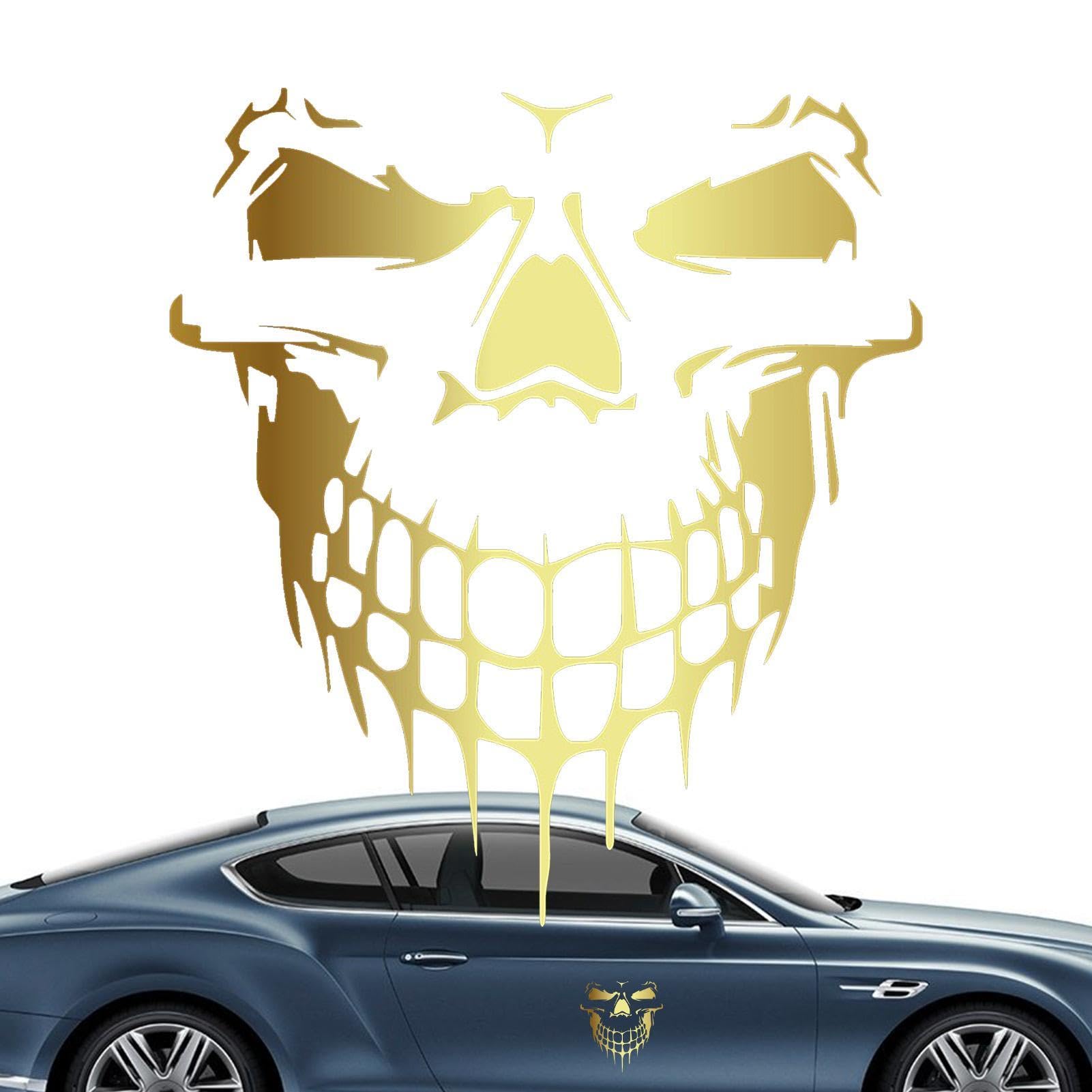 shpuuyy Totenkopf-Aufkleber für Autos,Reflektierende selbstklebende Totenkopf-Vinyl-Autoaufkleber | Auto-Motorhaubenaufkleber, cooler Totenkopf-Aufkleber für LKW, SUV, Motorrad, Fahrrad, vertuscht die von shpuuyy