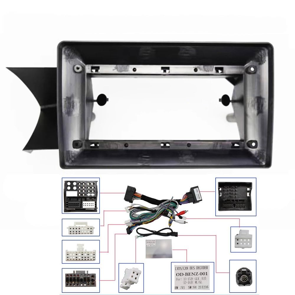 Auto-Audio-Rahmen 9-Zoll-Android-Audio-Autorahmen-Kit Kabelblende/Passend for Benz C-Klasse W204 C204 S204 2011 2012-2015 Canbus-Audiorahmen Autoradio Radioblende Doppel(Frame cable canbus) von shunvcw