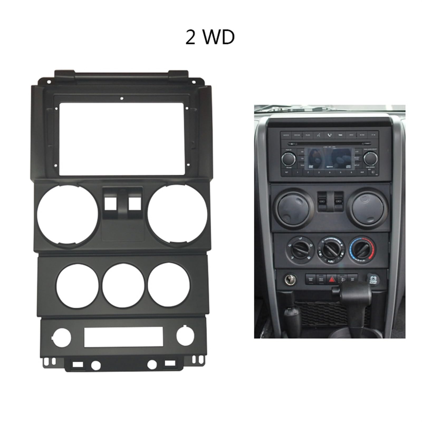 Auto-Audio-Rahmen 9-Zoll-Autoradio-Blende/Fit for JEEP WRANGLER RUBICON 2008 2009 2010 Video-Panel-Player Audio Dash 2-Din-Rahmen Armaturenbrett-Montagesatz Autoradio Radioblende Doppel(2 WD,Fascia ca von shunvcw