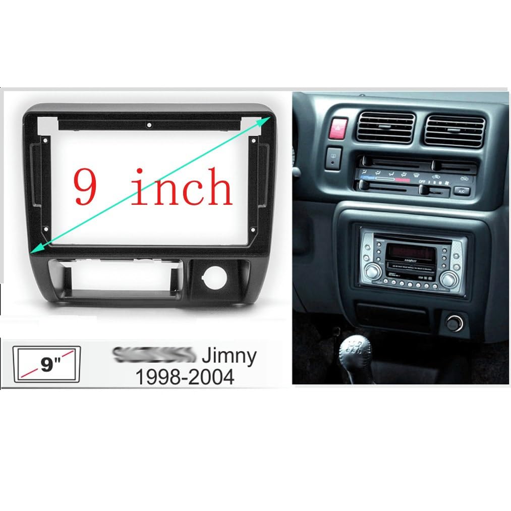 Auto-Audio-Rahmen 9-Zoll-Autoradio-Blende/Passend for JIMNY 1998-2004 Armaturenbrett-Kit Installieren Sie die Adapterplatte der Facia-Konsolenblende 9-Zoll-Zierabdeckung Autoradio Radioblende Doppel von shunvcw