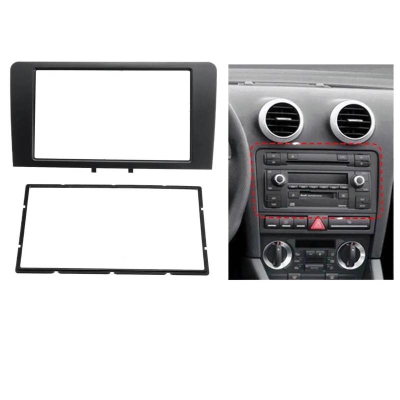 Auto-Audio-Rahmen Doppel-Din-Autoradio-Blende, Adapterrahmen, Stereo-Plattenabdeckung, passend for Audi A3 8P Modell 2003–2012 Autoradio Radioblende Doppel von shunvcw