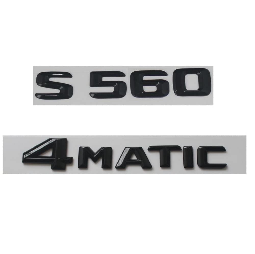 sibulv 1 Set Brillant Glänzend Schwarz ABS Heckkoffer Buchstaben Abzeichen Embleme Aufkleber Aufkleber Passend for Mercedes Benz S-Klasse S560 4MATIC Insignien von sibulv