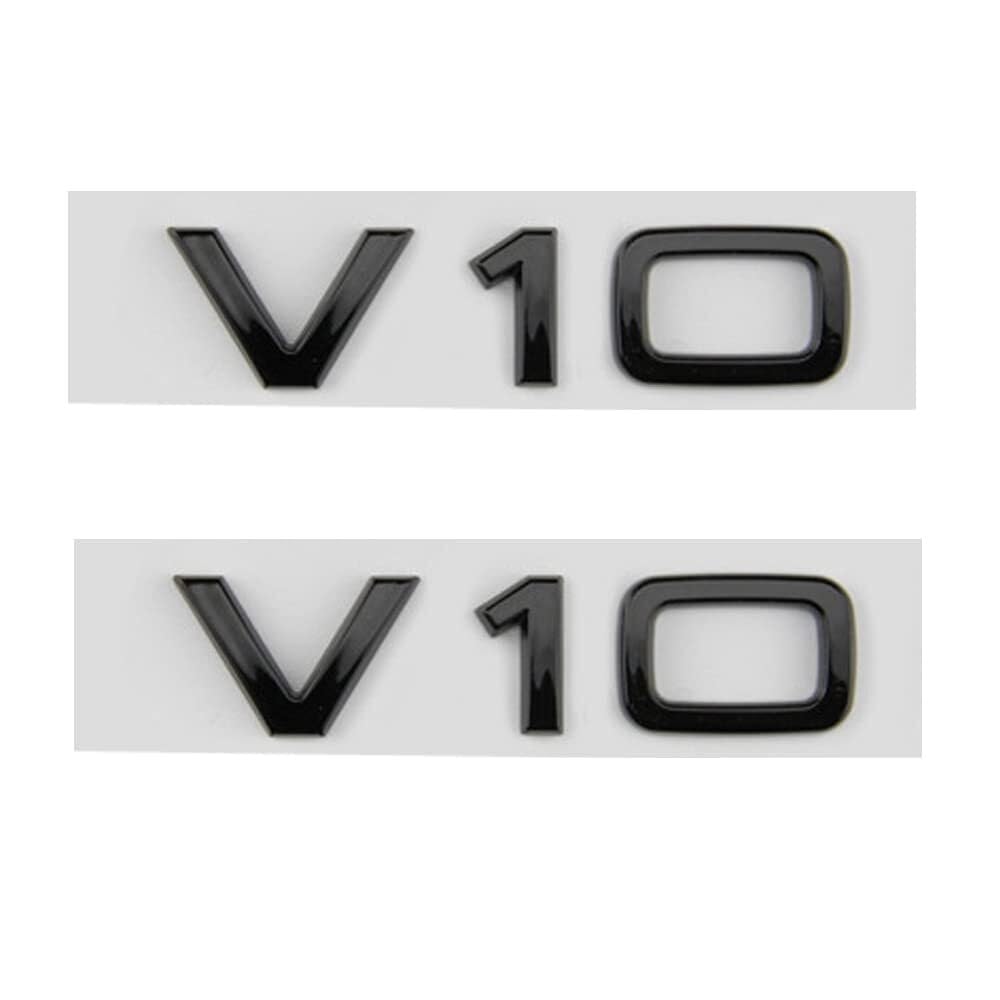 sibulv 2pcs Glossy Black ABS Letter Number V10 Emblem for AUD Car Styling Side Badge Sticker von sibulv