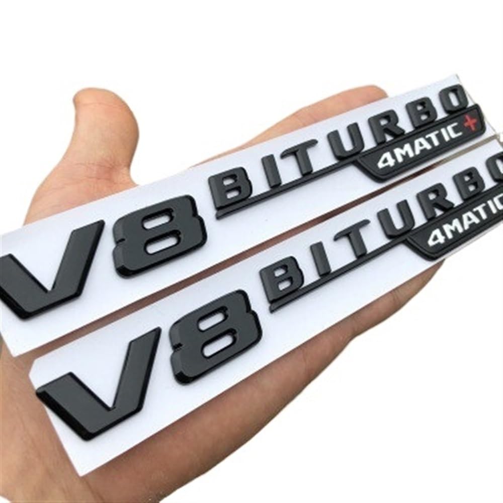 sibulv 2pcs V8 BITURBO 4matic+ car Fender Emblem Sticker for Mercedes Benz AMG w117 cla45 w205 c63 w212 e63 w207 w176 a45 x156 gla45(Glossy Black) von sibulv