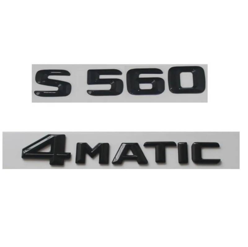 sibulv 3D 1 Set Brilliant Shiny Gloss Black ABS Rear Trunk Letters Badges Emblems Decal Sticker for S Class S560 4MATIC von sibulv