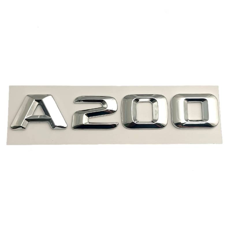 sibulv 3D ABS Chrom Buchstaben Auto Kofferraum Aufkleber Emblem Aufkleber passend for Mercedes Benz AMG A45 A160 A180 A200 A260 W176 W177 Zubehör Insignien(A200) von sibulv