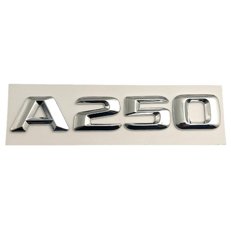 sibulv 3D ABS Chrom Buchstaben Auto Kofferraum Aufkleber Emblem Aufkleber passend for Mercedes Benz AMG A45 A160 A180 A200 A260 W176 W177 Zubehör Insignien(A250) von sibulv