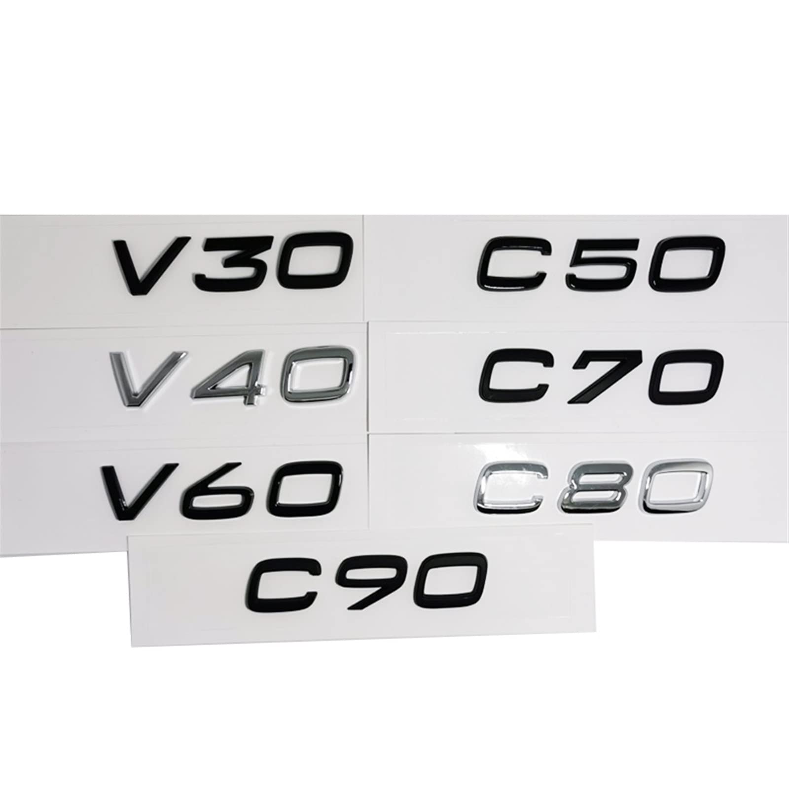 sibulv 3D-ABS-Emblem-Aufkleber, schwarz, passend for Volvo-Buchstaben auf dem Kofferraum XC60 XC90 S60 V40 V50 V60 C30 S80 S40 XC40 XC70 S90 Zubehör Insignien(Silver,C80) von sibulv