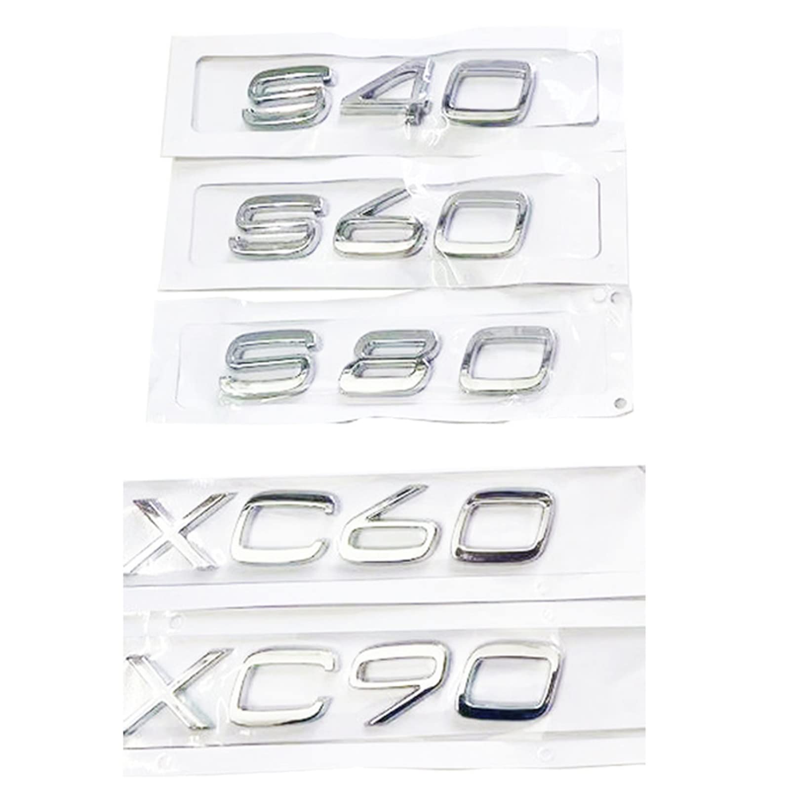 sibulv 3D-ABS-Emblem-Aufkleber, schwarz, passend for Volvo-Buchstaben auf dem Kofferraum XC60 XC90 S60 V40 V50 V60 C30 S80 S40 XC40 XC70 S90 Zubehör Insignien(Silver,S40) von sibulv