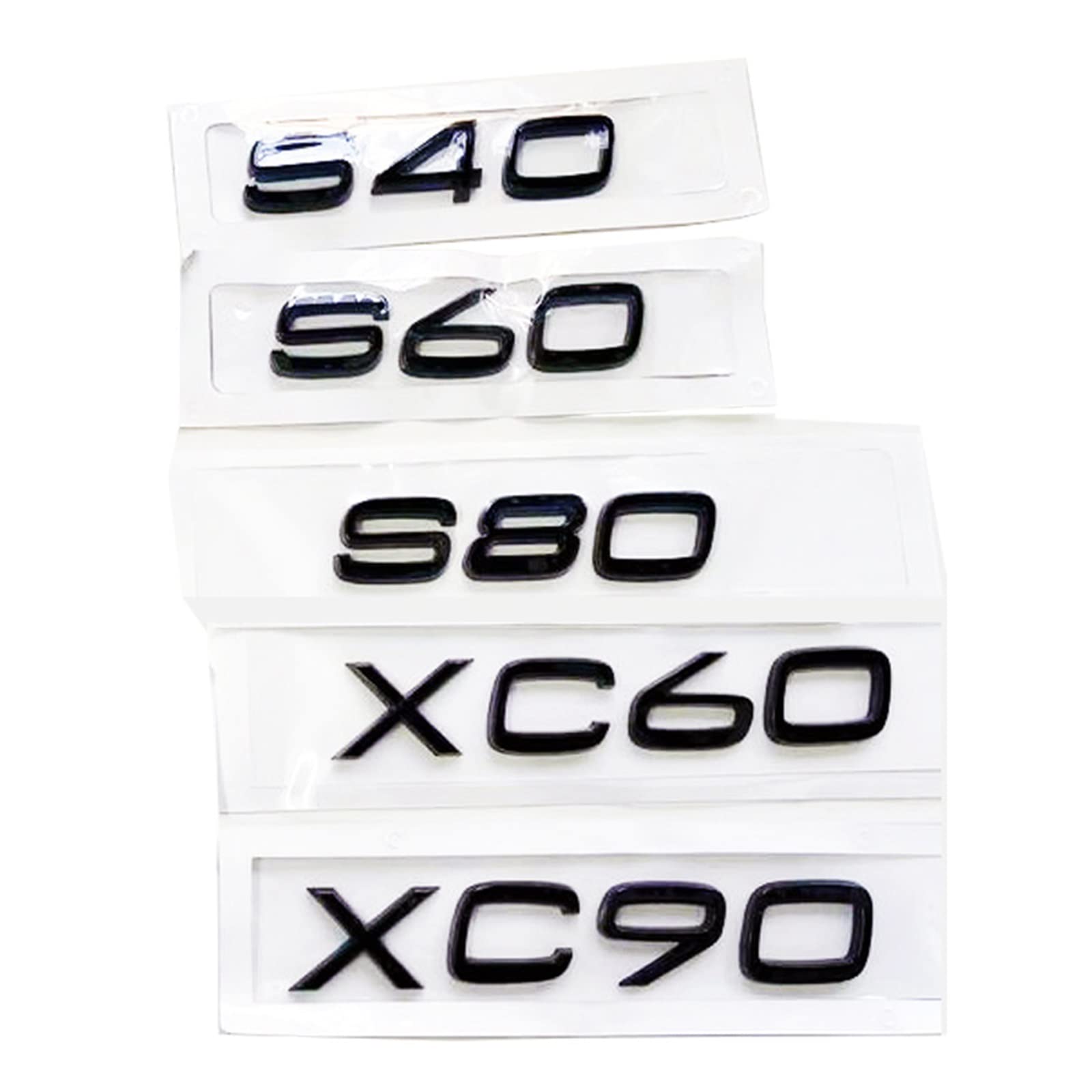 sibulv 3D-ABS-Emblem-Aufkleber, schwarz, passend for Volvo-Buchstaben auf dem Kofferraum XC60 XC90 S60 V40 V50 V60 C30 S80 S40 XC40 XC70 S90 Zubehör Insignien(schwarz,S40) von sibulv