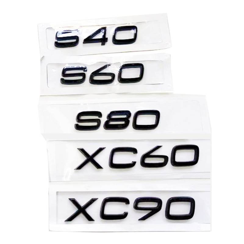 sibulv 3D-ABS-Emblem-Aufkleber, schwarz, passend for Volvo-Buchstaben auf dem Kofferraum XC60 XC90 S60 V40 V50 V60 C30 S80 S40 XC40 XC70 S90 Zubehör Insignien(schwarz,S80) von sibulv