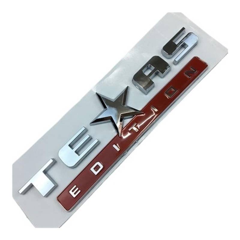 sibulv 3D ABS New Texas Edition Rear Boot Trunk Car Auto Sticker Silver Texas Edition Badge Car Side Wing Auto Car Emblem(Chrome red) von sibulv