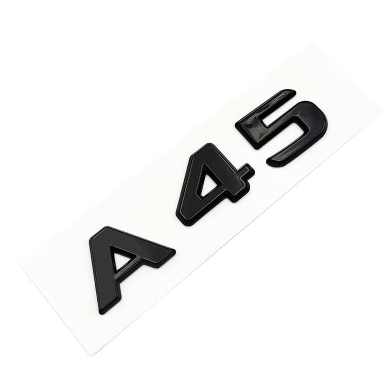 sibulv 3D-ABS glänzend schwarz Auto Buchstaben Kofferraum Emblem Abzeichen Schriftzug A45 Aufkleber Logo passend for Mercedes A45 AMG W176 W177 Zubehör Insignien(Flat Style) von sibulv