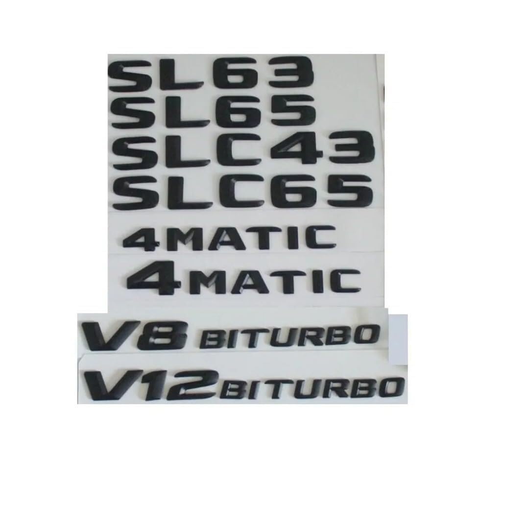 sibulv 3D Black Trunk Letters Emblems Badges Sticker for SL63 SL65 SLC43 SLC65 V8 V12 BITURBO AMG 4MATIC (1pair BITURBO 4MATIC,Matte Black)(1pair BITURBO 4MATIC) von sibulv