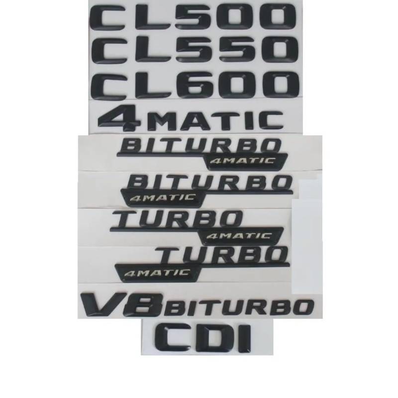 sibulv 3D Matt Black Trunk Letters Emblems Badges Sticker for CL500 CL550 CL600 CL400 V8 BITURBO AMG 4MATIC (Big-4MATIC,Matt Black)(CL500) von sibulv