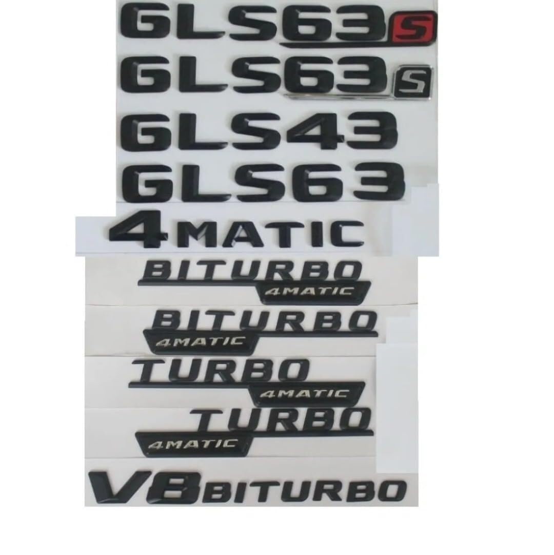 sibulv 3D Matt Black Trunk Letters Emblems Badges Sticker for GLS53 GLS63 V8 BITURBO AMG 4MATIC (Matt Black,1pair V8 BITURBO)(1pair BITURBO 4MATIC) von sibulv