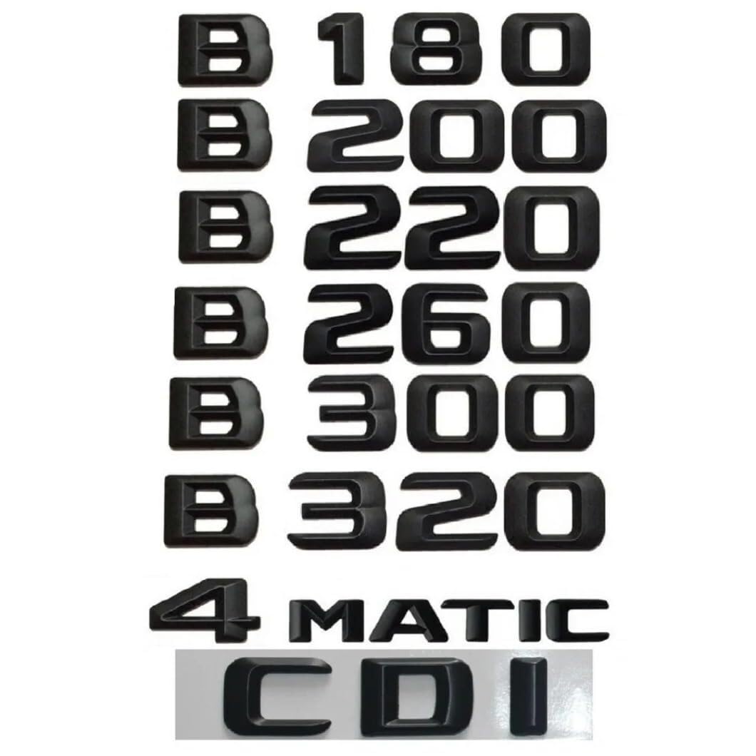 sibulv 3D Matt Black Trunk Rear Letters Words Number Sticker for W246 W242 B35 B180 B160 B200 B220 B250 B260 (B200,Matt Black)(B220) von sibulv