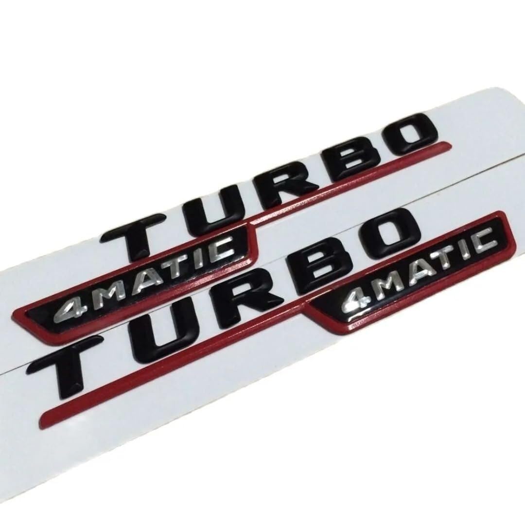 sibulv 3D Matt Black Turbo 4MATIC ABS Plastic Car Trunk Rear Letters Badge Emblem Decal Sticker for Turbo AMG (Matt Black,1pair Turbo AMG)(1pair Turbo AMG) von sibulv