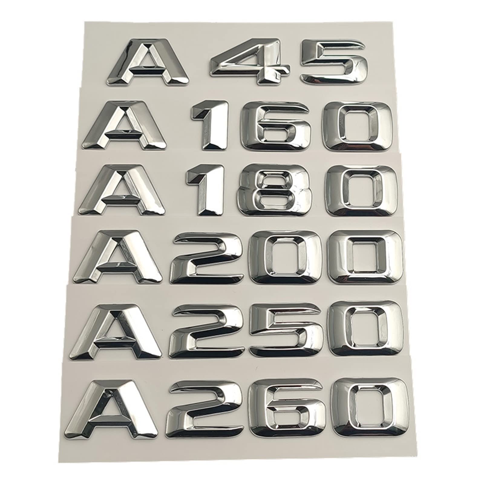 sibulv ABS Schwarz 3D Buchstaben for Auto Kofferraum Abzeichen Aufkleber Emblem Logo passend for Mercedes Benz A45 A160 A180 A200 A260 W176 W177 Zubehör Insignien(Chrome,A180) von sibulv