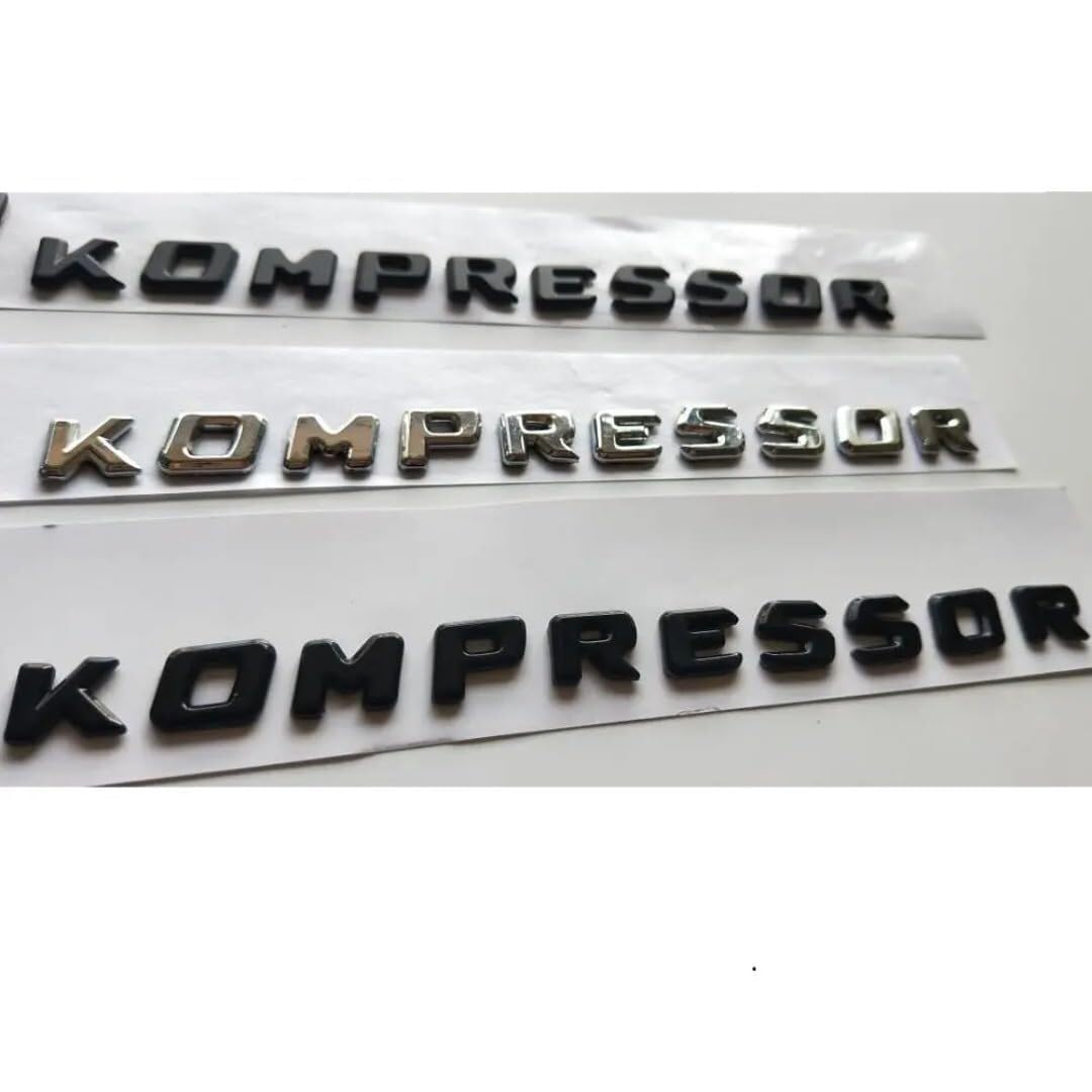 sibulv Flat Chrome/Matte Gloss Black Kompressor Letters Trunk Fender Badge Emblems Decal Sticker for AMG (Chrome,Kompressor)(Chrome) von sibulv