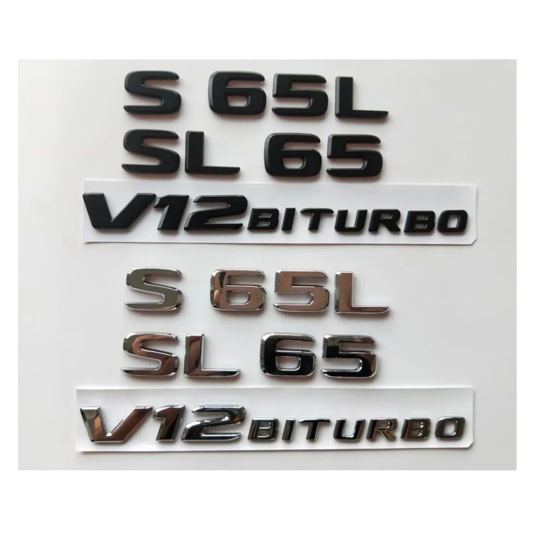 sibulv Flat Chrome Black Letters Emblems Badges Sticker for W222 V222 X222 C217 A217 R213 S65 S65L SL65 AMG V12 BITURBO (Matt Black,AMG)(Matt Black,V12 BITURBO(1 Pair)) von sibulv