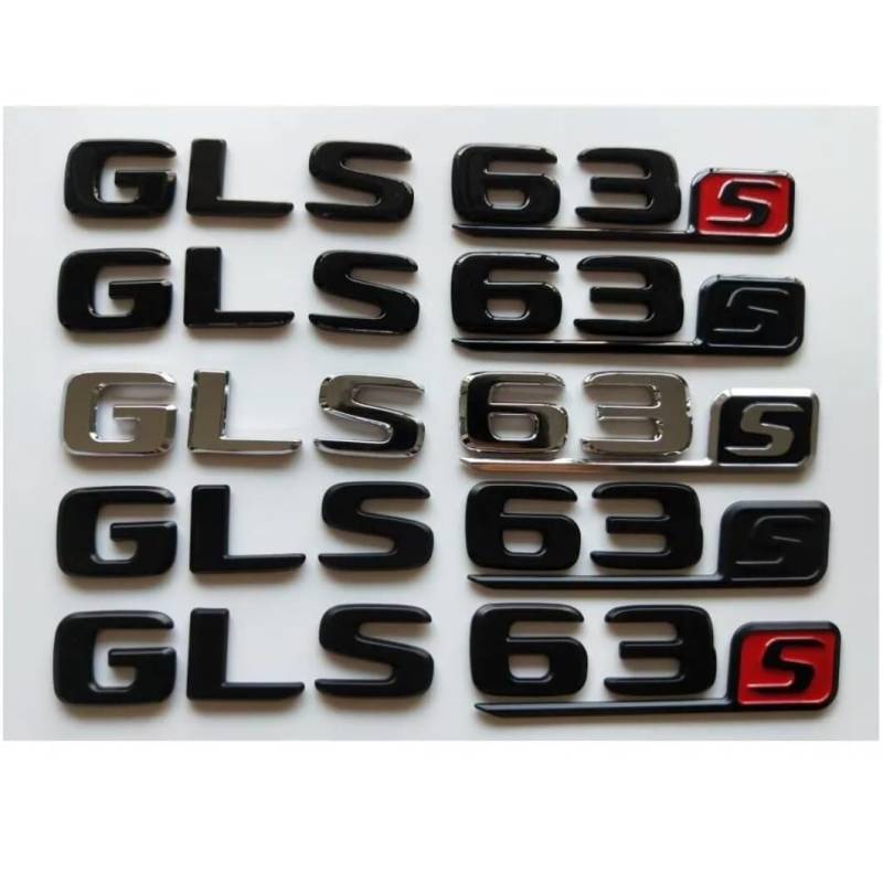 sibulv Flat Chrome Black Letters Number Trunk Badges Emblems Sticker for W166 X166 SUV GLS63s AMG (Gloss Black(All),GLS63s)(Gloss Black with red) von sibulv