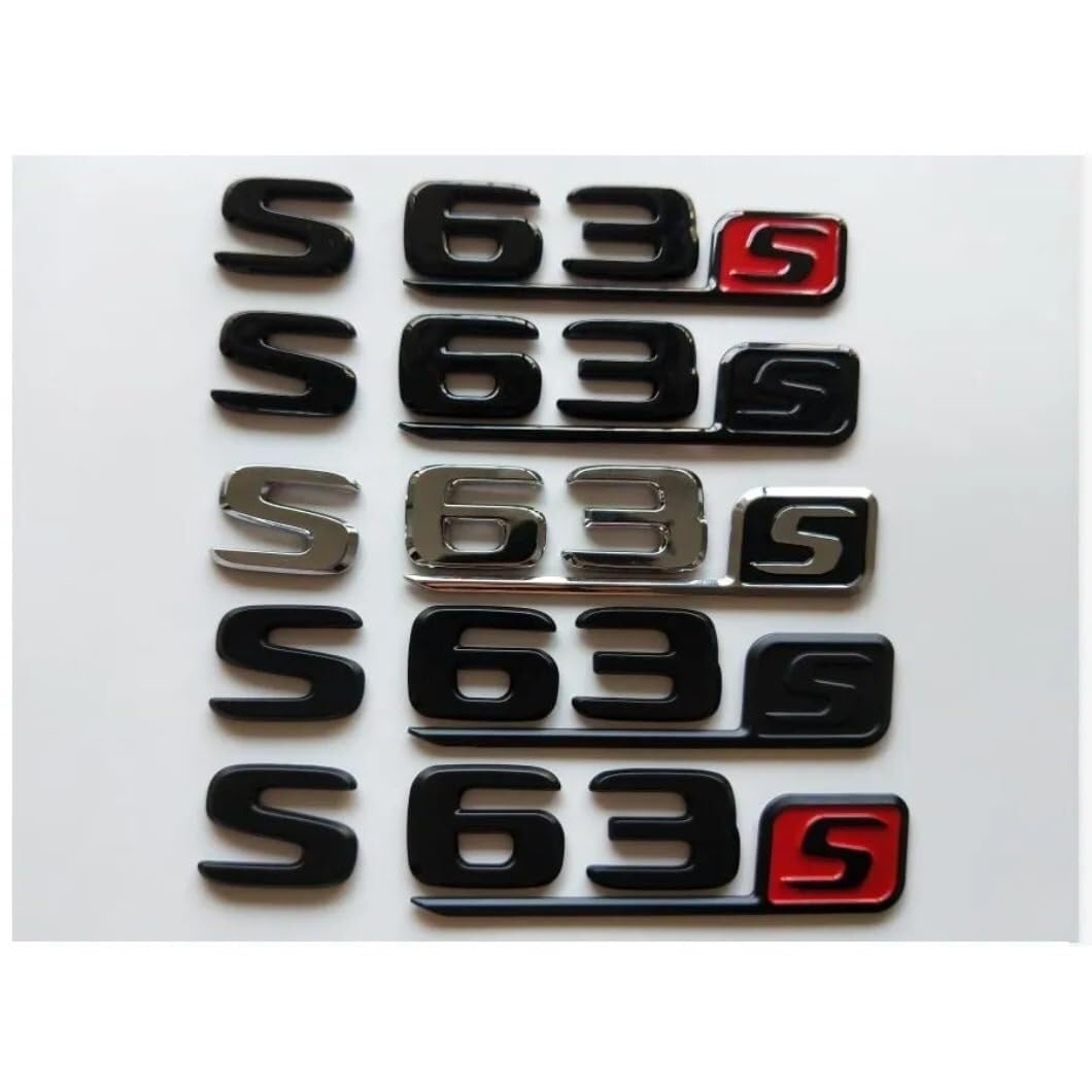 sibulv Flat Chrome Black Letters Number Trunk Badges Emblems Sticker for W221 W222 C217 A217 S63s AMG (Matt Black with red,S63s)(Gloss Black(All)) von sibulv