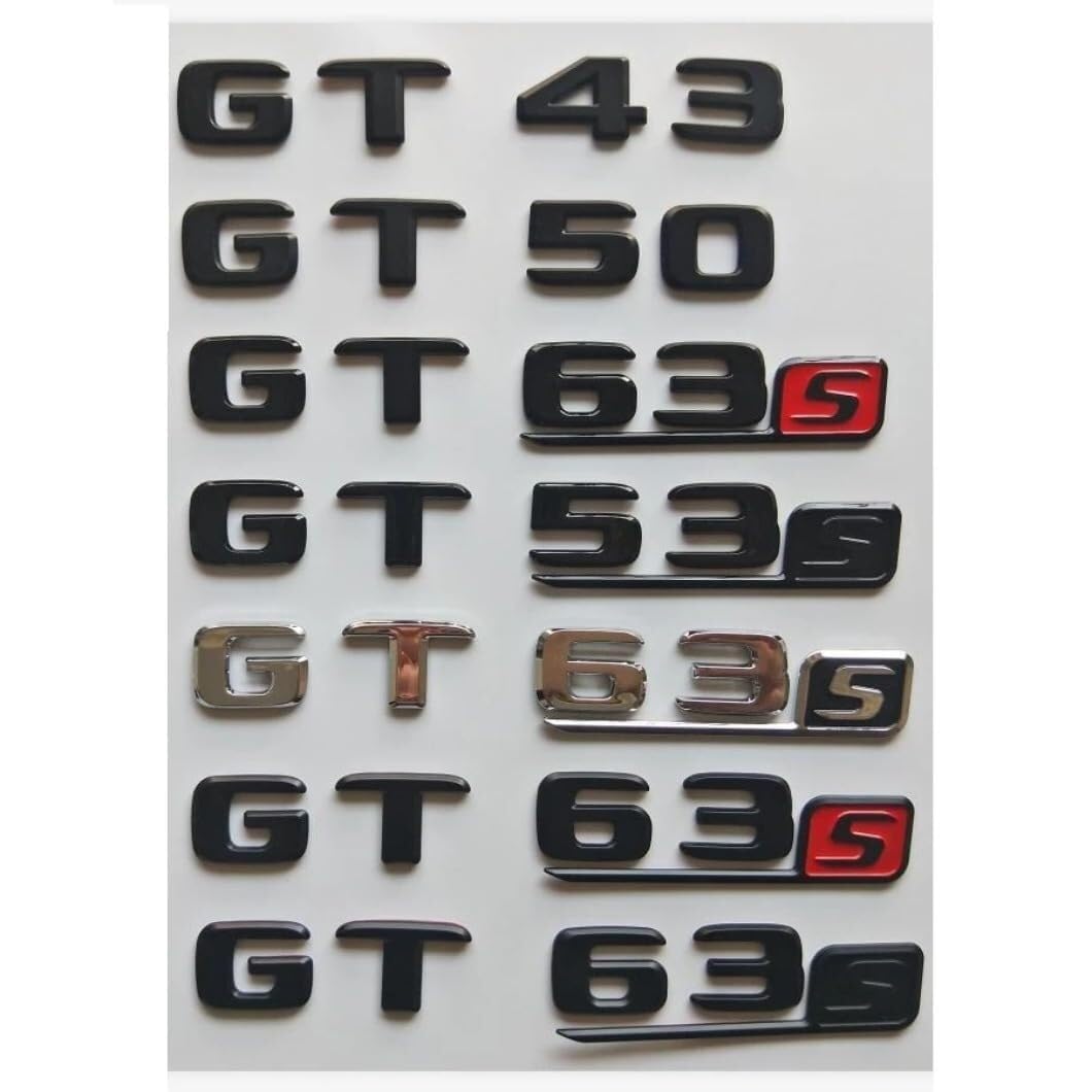 sibulv Flat Letters Trunk Emblems Badges Sticker for AMG G T 43 GT 50 GT63s GT53 4MATIC+ (Chrome,GT 53)(Chrome,GT 63s) von sibulv