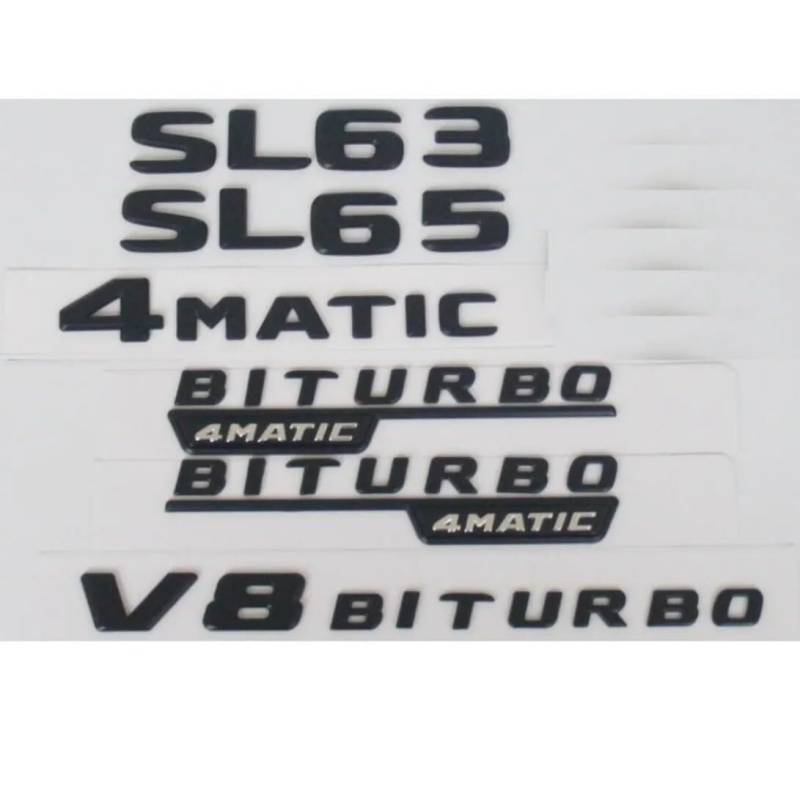 sibulv Flat Matte Black Trunk Letters Badges Emblems Sticker for SL55 SL63 SL65 V8 BITURBO 4MATIC AMG (AMG,Matte Black)(SL63) von sibulv