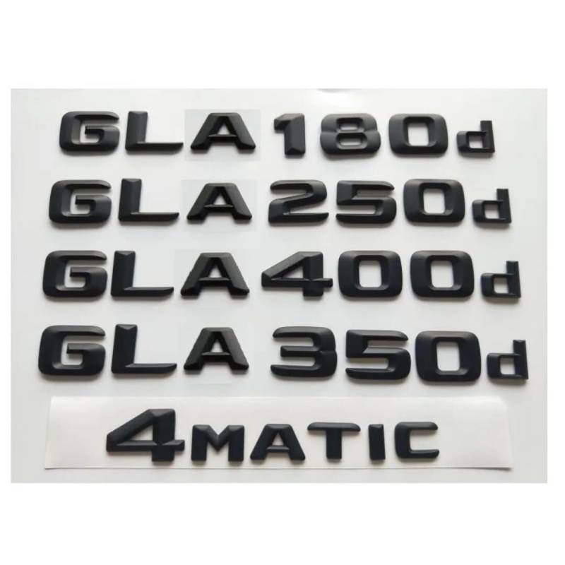 sibulv Matt Black 3D Letters Emblems Badges Sticker for X156 GLA180d GLA200d GLA220d GLA250d GLA300d GLA350d 4MATIC- Easy Installation and Long-Lasting (Matt Black,GLA 300d)(GLA 200d) von sibulv