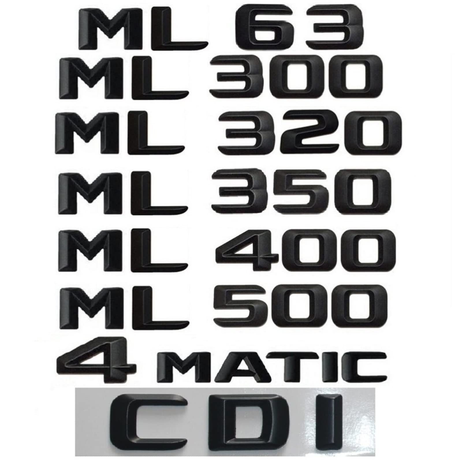 sibulv Mattschwarz, passend for Mercedes Benz ML63 AMG ML300 ML320 ML350 ML400 ML500 4MATIC Insignien(ML 63) von sibulv