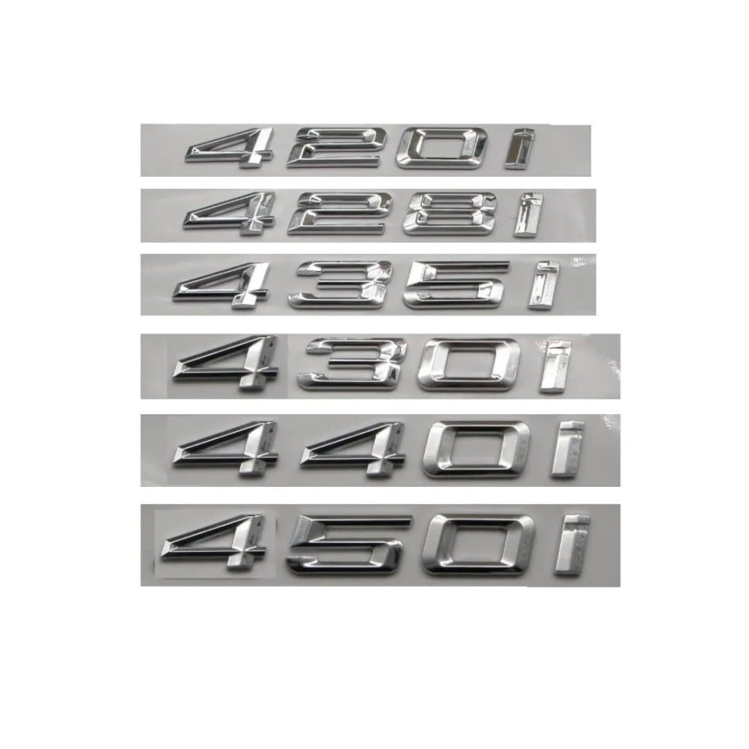 sibulv Shiny Chrome Silver ABS Number Letters Car Trunk Badge Emblems Sticker for 420i 428i 435i 430i 440i 450i 460i (Chrome,420i)(420i) von sibulv