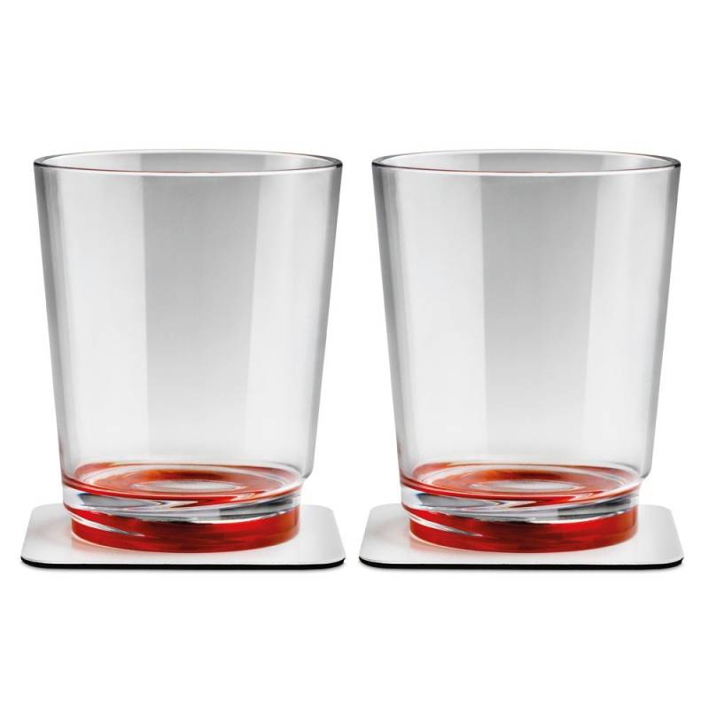 Silwy Magnetglas 250 ml mit Untersetzer 2er-Set rot von silwy