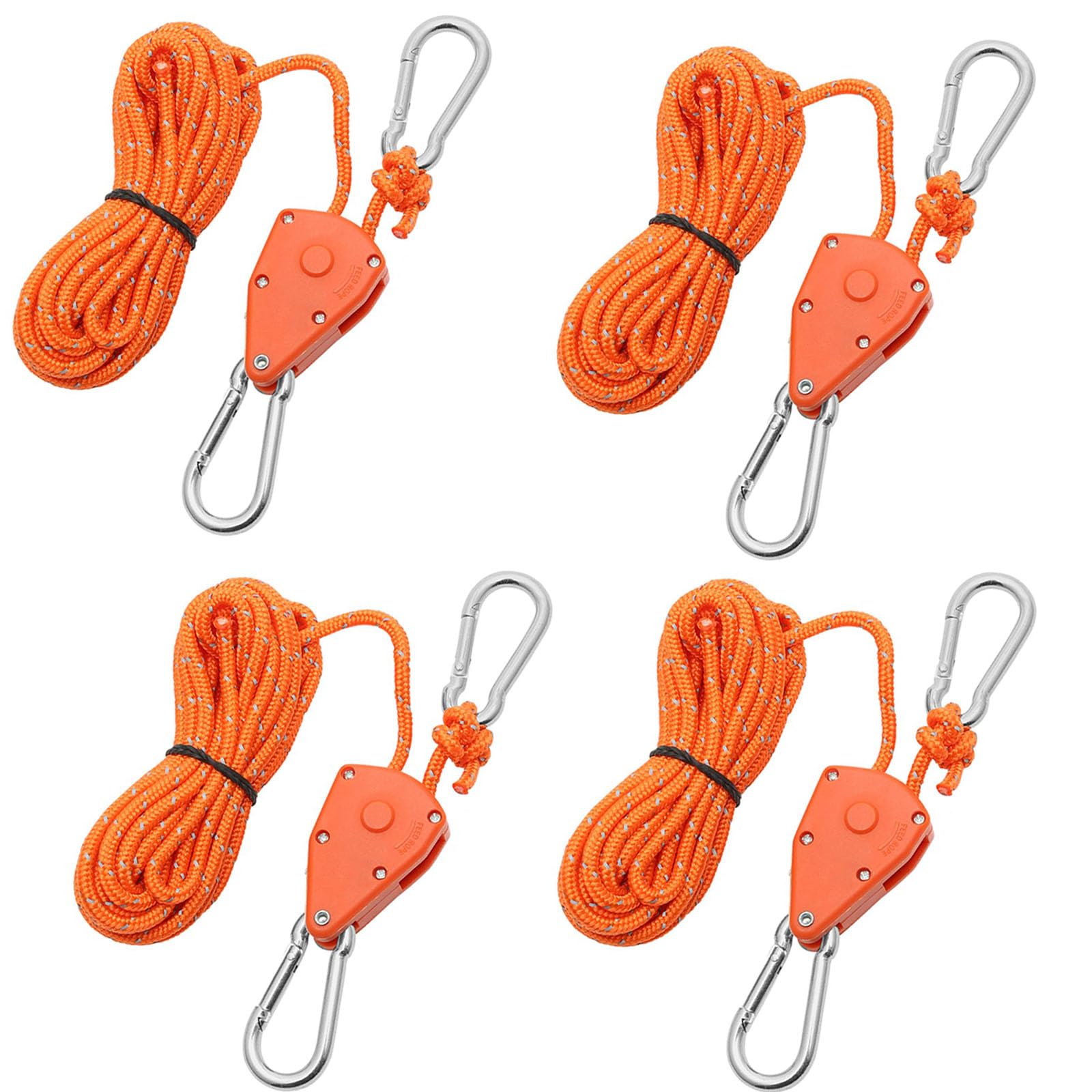 Seilratsche mit Haken, 4 Stück Ratchet Hanger, 4M Verstellbare Seil Ratschenaufhänger, 1/8 Zoll Ratchet Hanger, Seilratsche, für HäNgende Zelt Wachsen Pflanze Lampe - Orange von sinzau