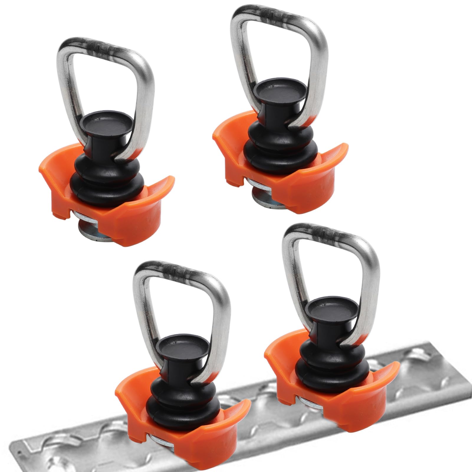 4 Stück Single Fitting für Airlineschienen - 1000 daN, Airlineschiene Zubehör zur Ladungssicherung, Endfitting Zurrschienen für Anhänger LKW (Orange) von sitarcmin