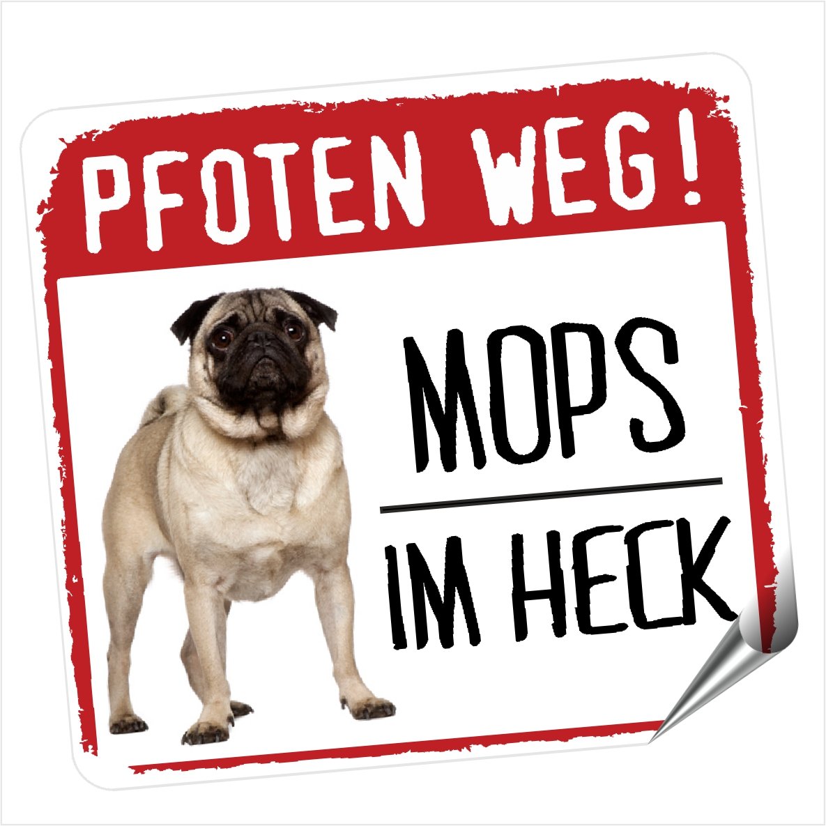 MOPS Pug Pfoten Weg Kleiner Auto Aufkleber Hundeaufkleber REFLEKTIEREND Reflective SiviwonderHundeaufkleber REFLEKTIEREND Reflective von siviwonder