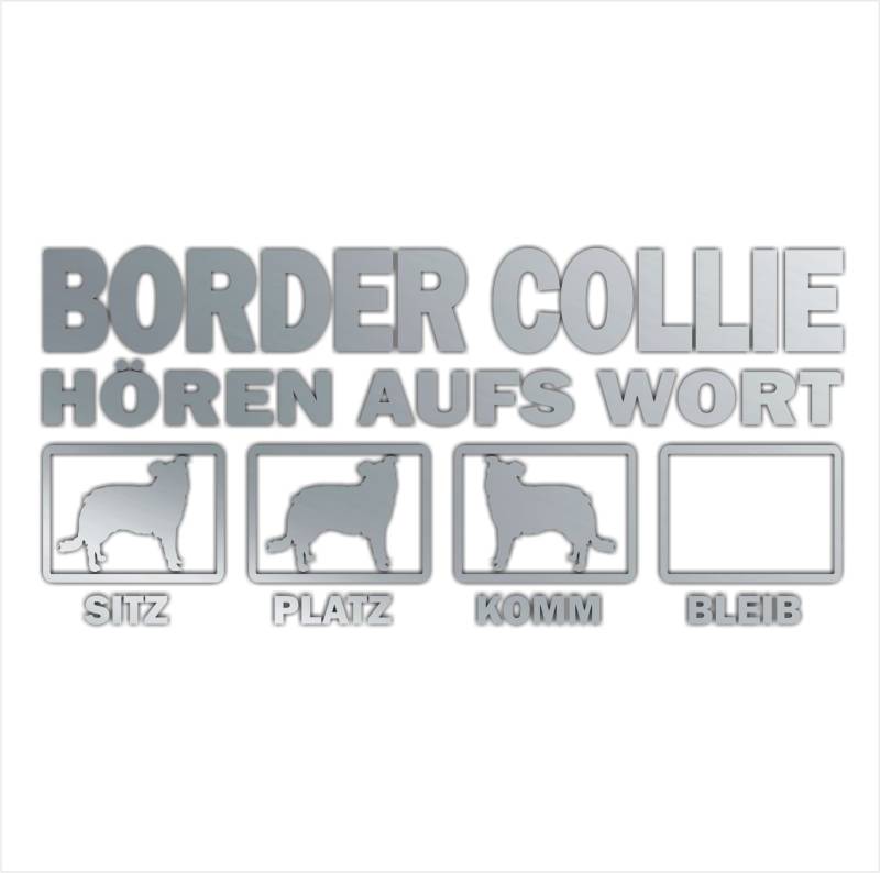 siviwonder Auto Aufkleber Border Collie Hunde Hören aufs Wort Hundeaufkleber 30cm Silber metallic von siviwonder