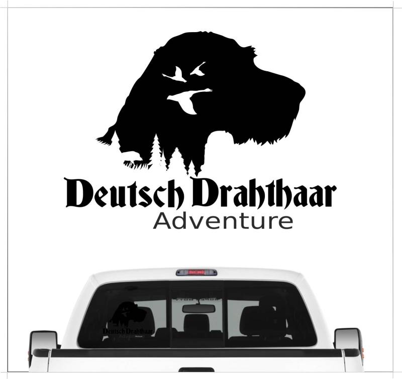 siviwonder Auto Aufkleber Deutsch Drahthaar DD Adventure Autoaufkleber Hundemotiv Hundeaufkleber autoaufkleber Hund Folie Jagdaufkleber Jagdschwarz MATT von siviwonder