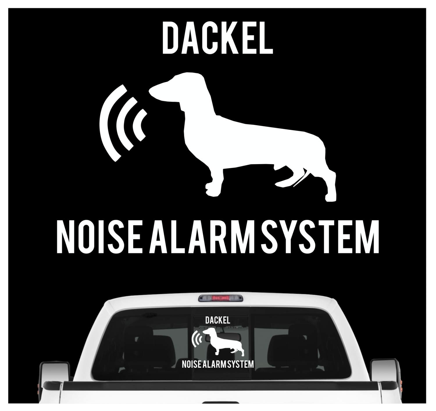 siviwonder Dackel Noise Alarmsystem Auto Aufkleber Hund Folie Teckel Dachshund Farbe Weiß, Größe 10cm von siviwonder