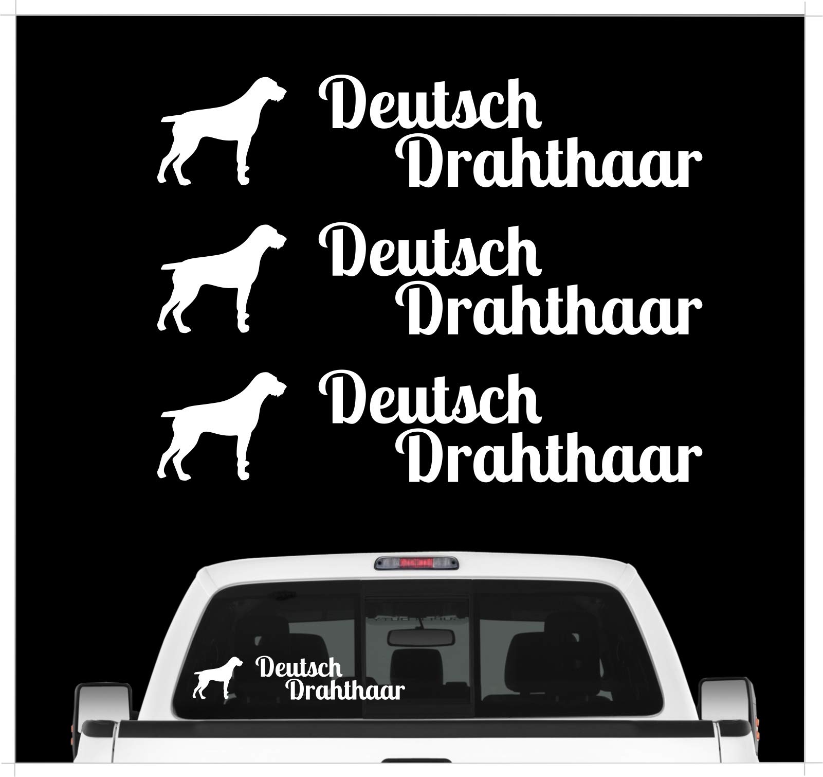 siviwonder Deutsch Drahthaar DD Pointer - 3er Set Auto Aufkleber Autoaufkleber Hundemotiv Hundeaufkleber autoaufkleber Hund Folie Aufkleber weiß von siviwonder