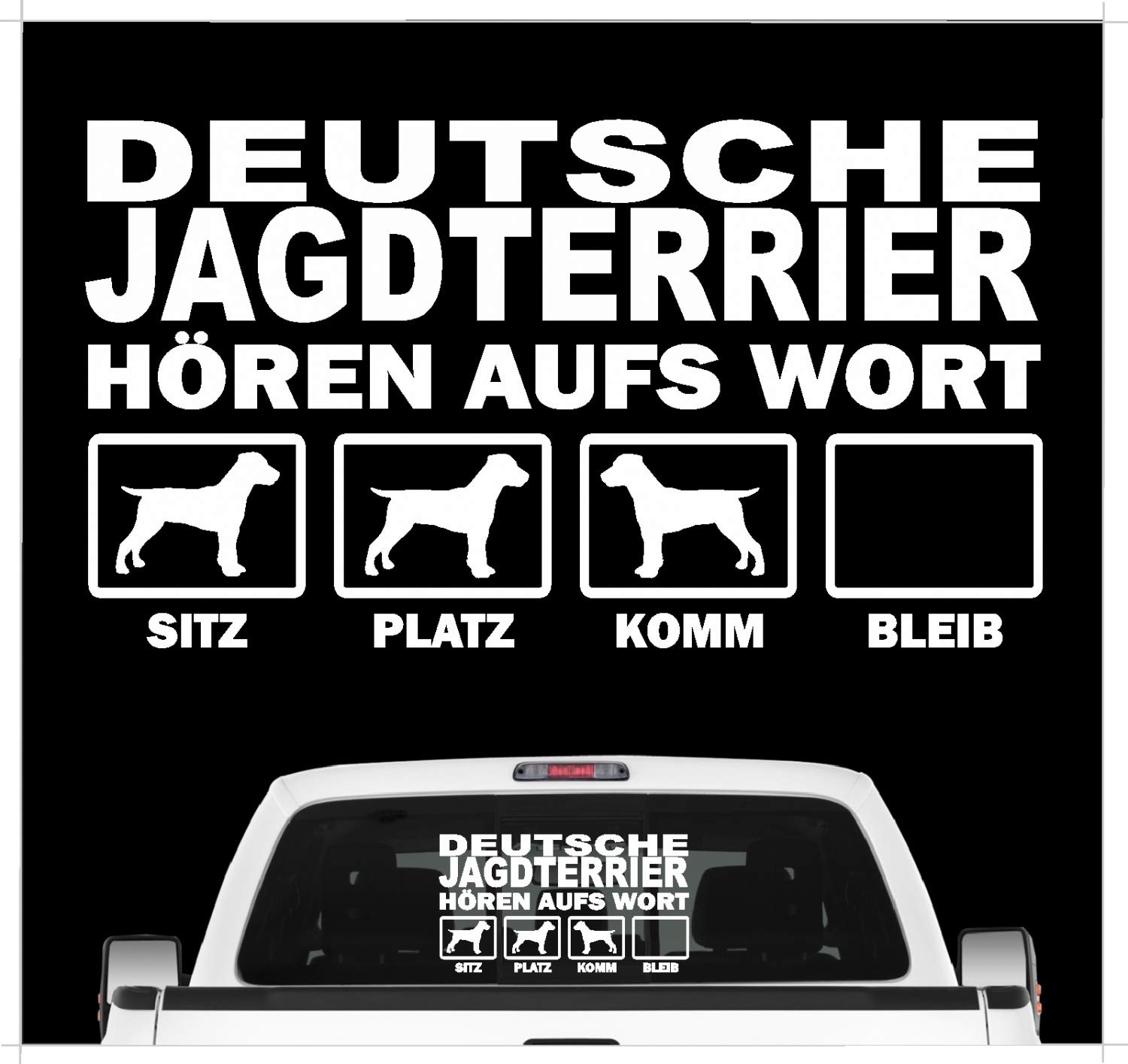 siviwonder Deutscher Jagdterrier Jagd Terrier hört aufs Wort Hunde Auto Aufkleber Autoaufkleber Hund Folie Farbe Weiß, Größe 20cm von siviwonder