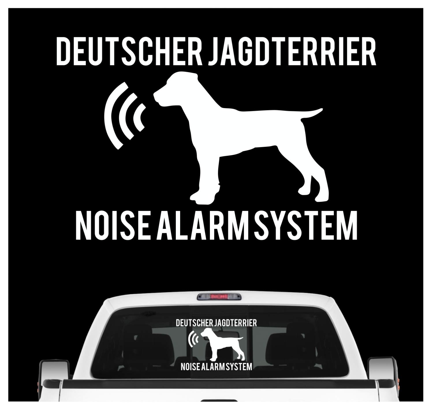 siviwonder Deutscher Jagdterrier Noise Alarmsystem Auto Aufkleber Hund Folie DJT German Farbe Weiß, Größe 10cm von siviwonder