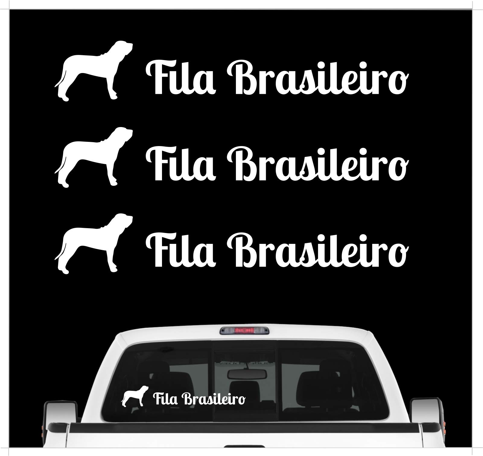 siviwonder Fila Brasileiro Brasilien - 3er Set Auto Aufkleber Autoaufkleber Hundemotiv Hundeaufkleber autoaufkleber Hund Folie Aufkleber weiß von siviwonder