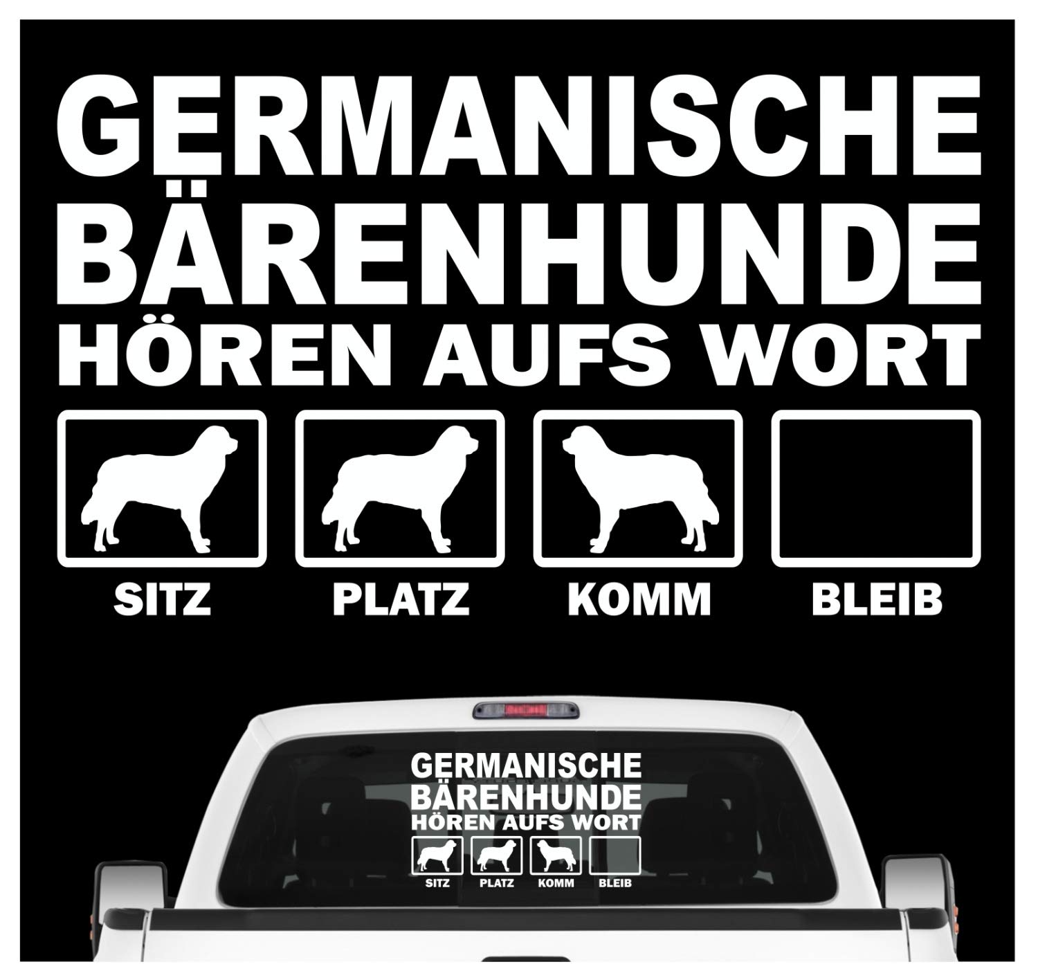 siviwonder Germanischer Bärenhund Bär hört aufs Wort Hunde Auto Aufkleber Autoaufkleber Hund Folie Farbe Weiß, Größe 45cm von siviwonder