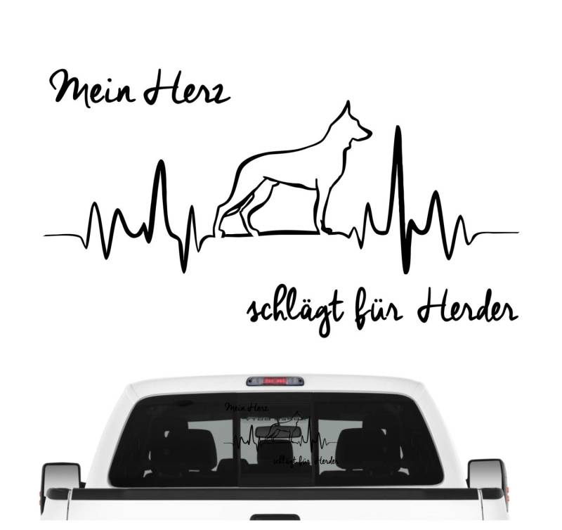 siviwonder Hollandse Herder Aufkleber Auto Herz Heartbeat Hundeaufkleber Hunde Folie Farbe Schwarz, Größe 20cm von siviwonder