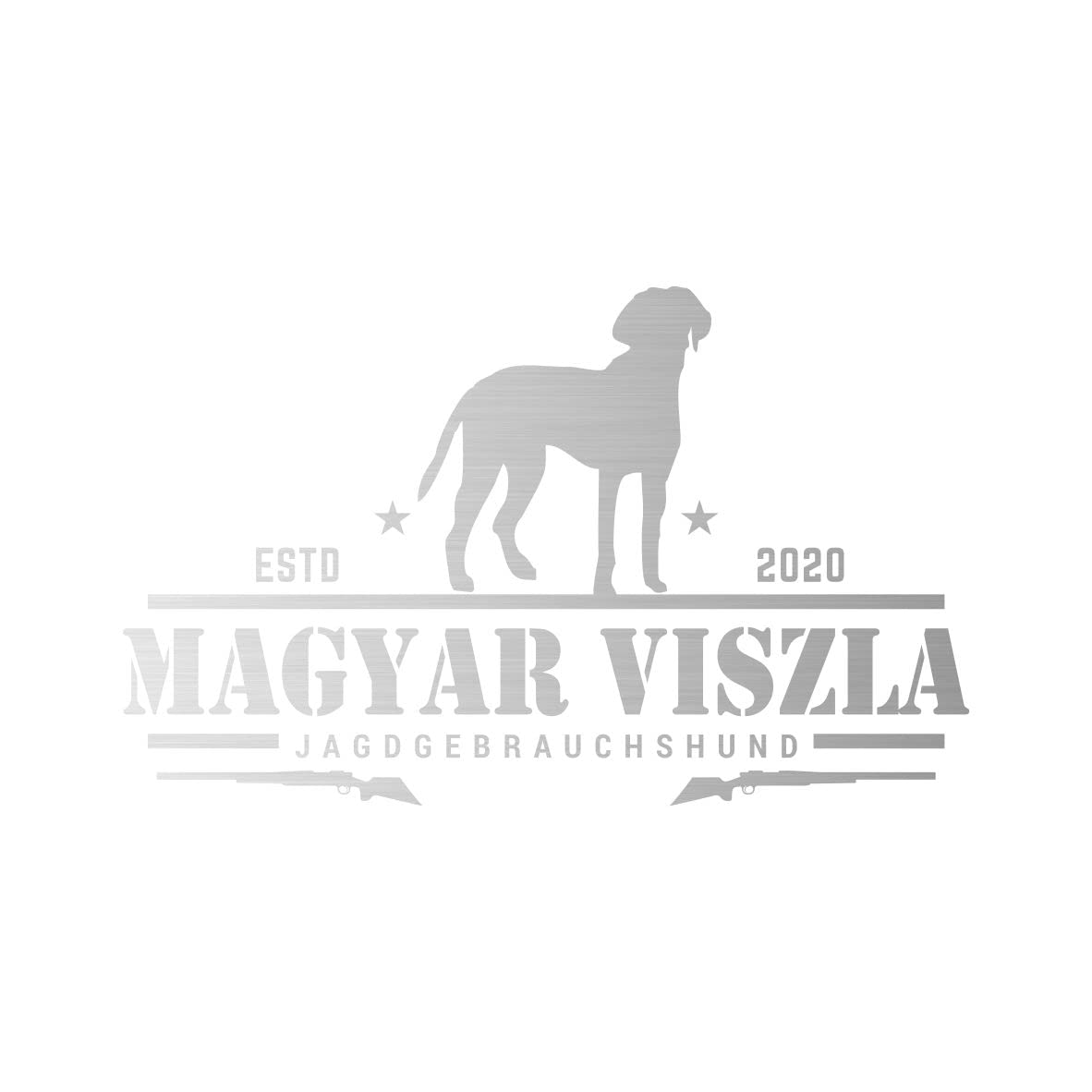 siviwonder Magyar Vizsla Aufkleber Auto Hund Jäger Jagd Pointer Sticker Jagdgebrauchshund Farbe Silber Metallic, Größe 20cm von siviwonder