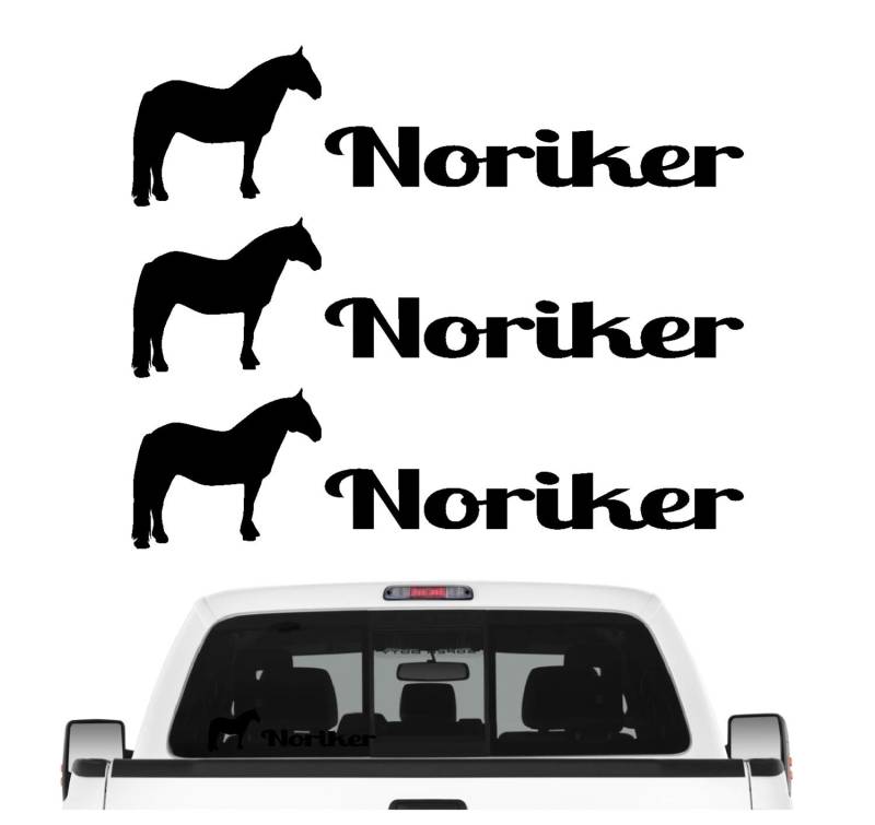 siviwonder Noriker Kaltblut Aufkleber 3er Set Pferdeaufkleber Pferd reiten Auto Folie Farbe Schwarz, Größe 20cm von siviwonder